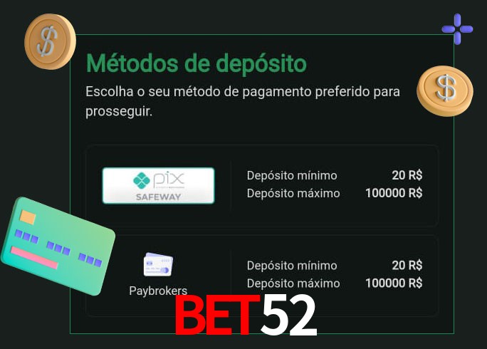 O cassino Bet52 oferece uma grande variedade de métodos de pagamento